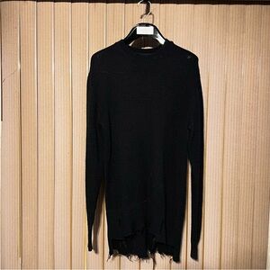 Frayed Long-Fit Knit Black Distressed with Holes Men’s Shirt Size XS H&M